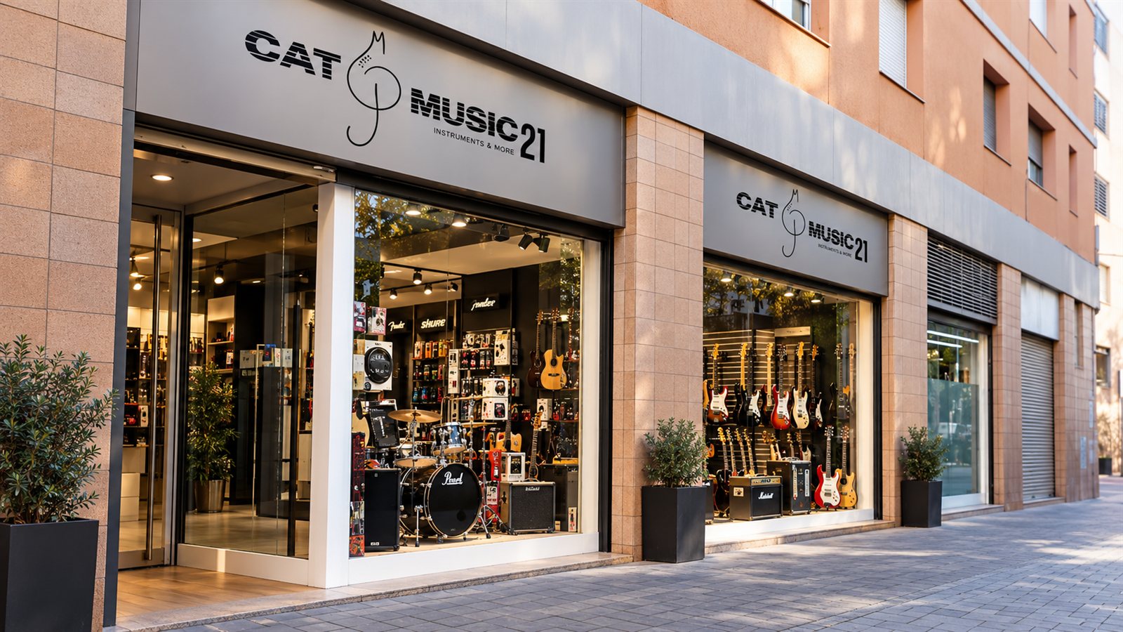 Fachada de la tienda Cat Music 21 en Granollers