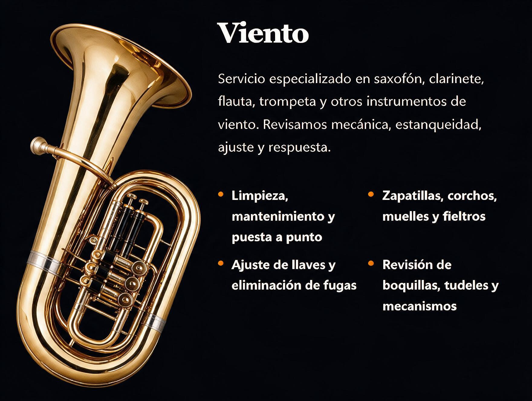 Instrumentos de viento atendidos en el taller